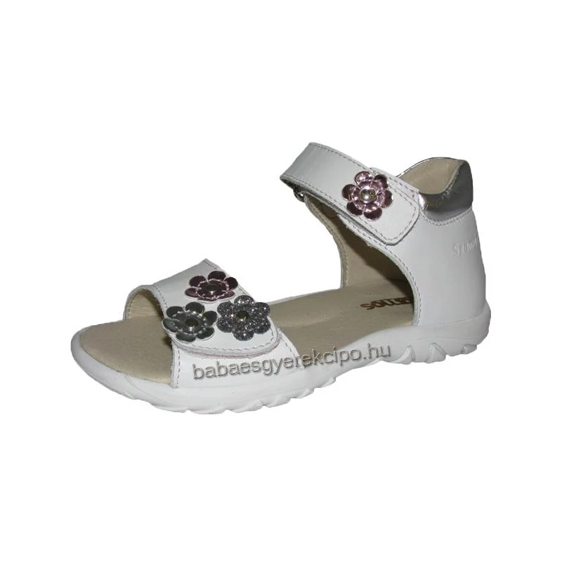 Szamos, divatos, fehér színű, virágokkal díszített gyermek szandál lányoknak - 25