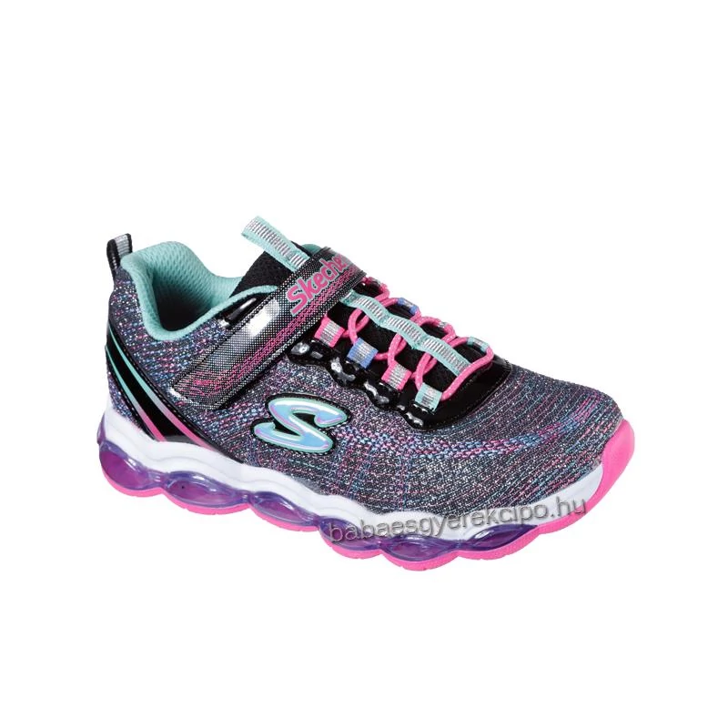 Skechers, carnoase, cu talpi cu talpi, pantofi de culoare gri-roz în aer liber pentru fete mici - 33