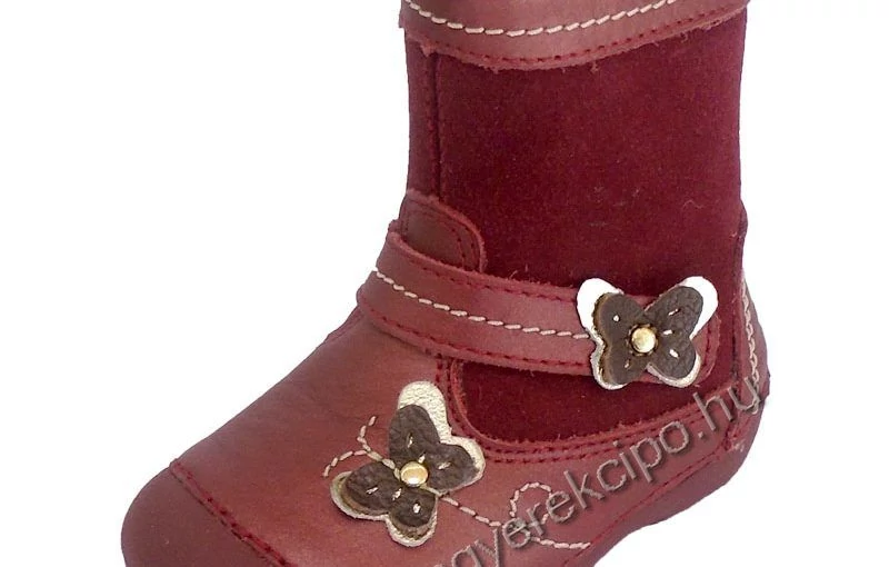 D.D.Step pillangókkal díszített,cipzáras,téli,gyerek bőr csizma lányoknak - 19