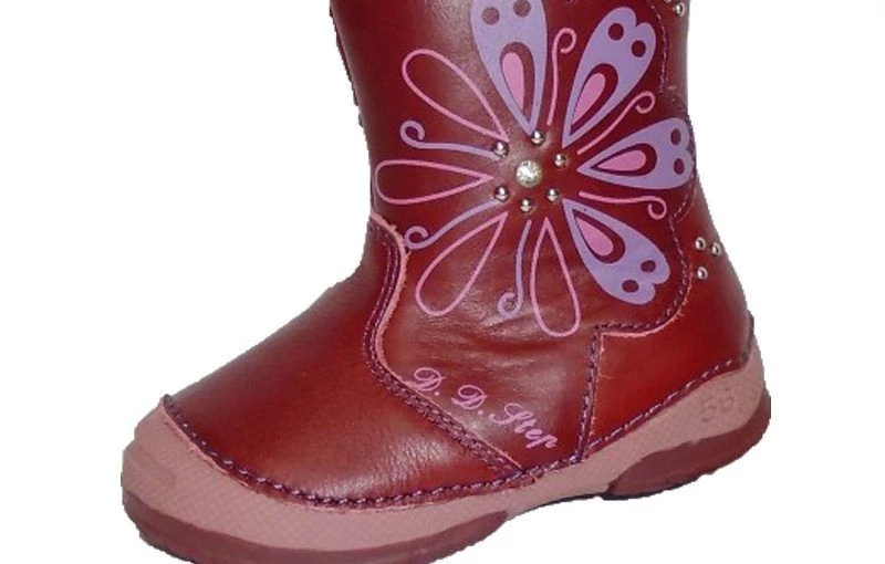 Piros cipzáras D.D.Step bőrcsizma kislányoknak - 19