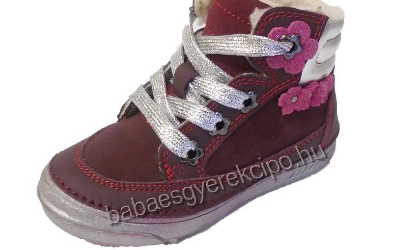 D.D.Step, bordó virágos, melegen bélelt, gyerekcipő lányoknak télre - 36