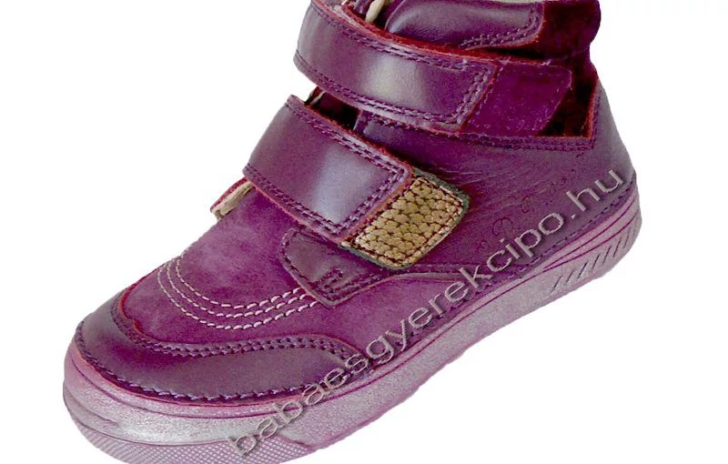 D.D:Step, lila, két tépőzáras, gyerekcipő valódi bőrből.